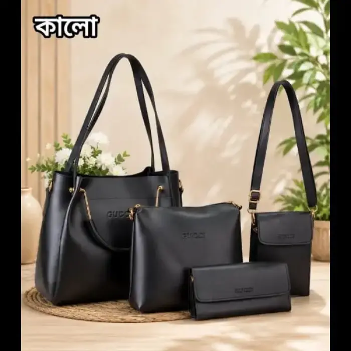 4pcs Combo Women Best Leather Tote Bag (Black)